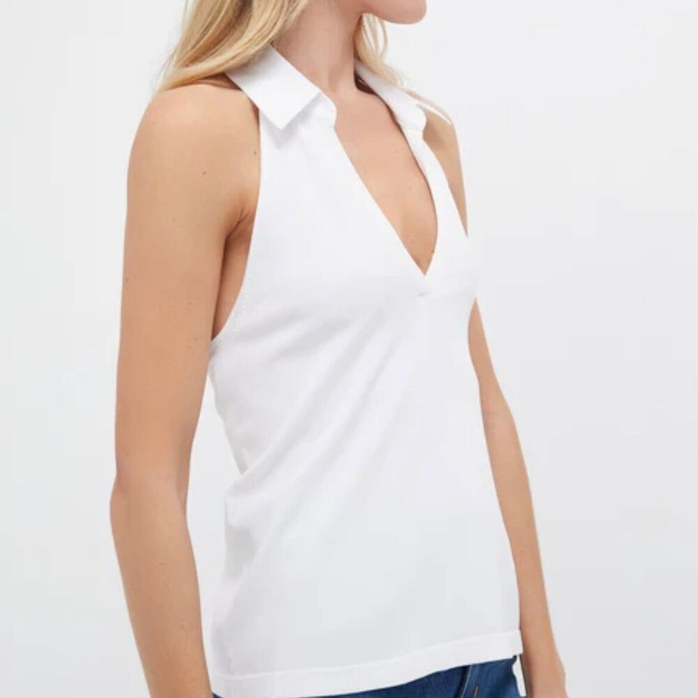 NWT Tuckernuck White Nadia Halterneck Polo top Womens XXL Casual Golf